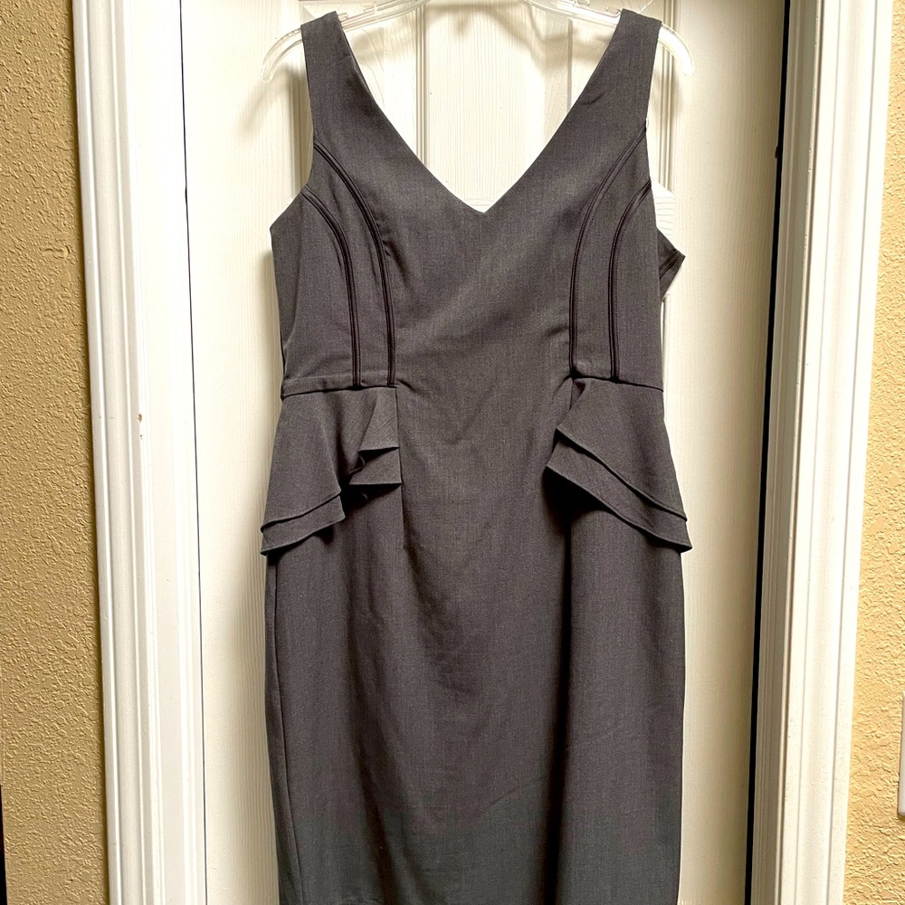 NY&Co Lined Grey Peplum Dress- Size 8